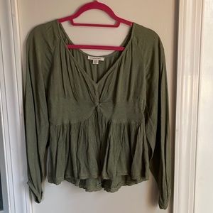 American Eagle Green Babydoll Blouse
